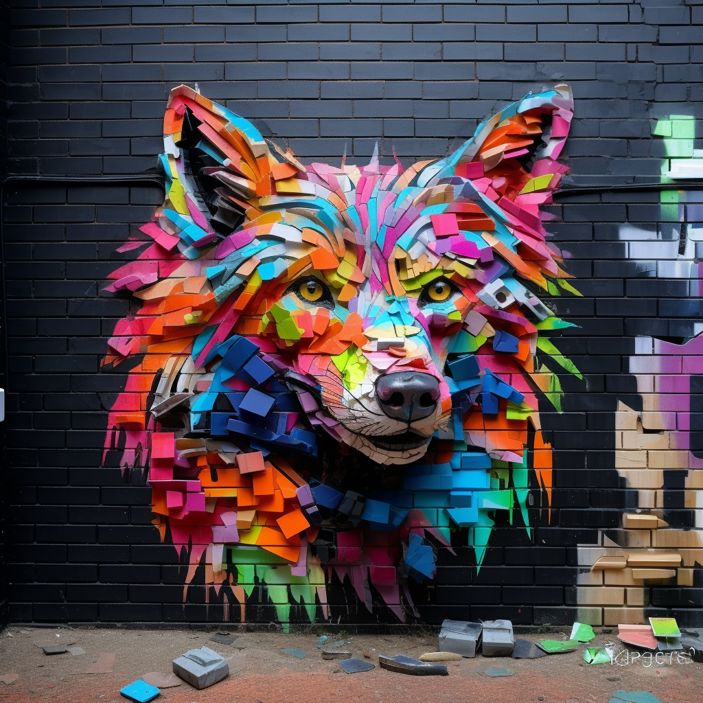 'Street Wolf' - cardboard, trash, glue and paint